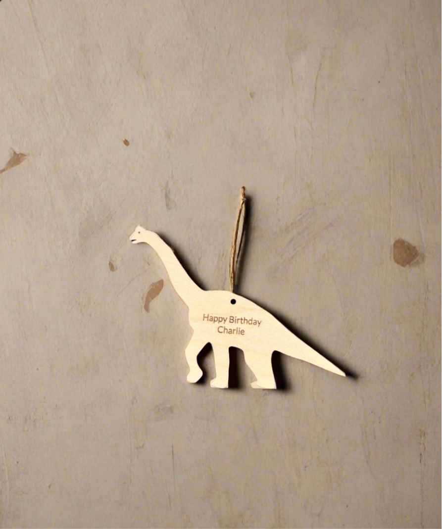 Dinosaur Wooden Gift Tag | Brachiosaurus | Keepsake | Personalised