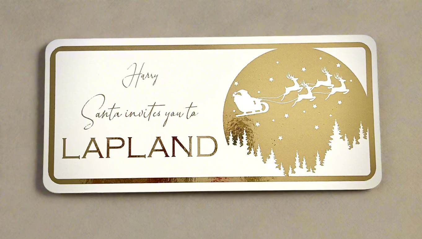 Lapland Foil Ticket | Golden Ticket | The Adventure Awaits | Personalised | Keepsake