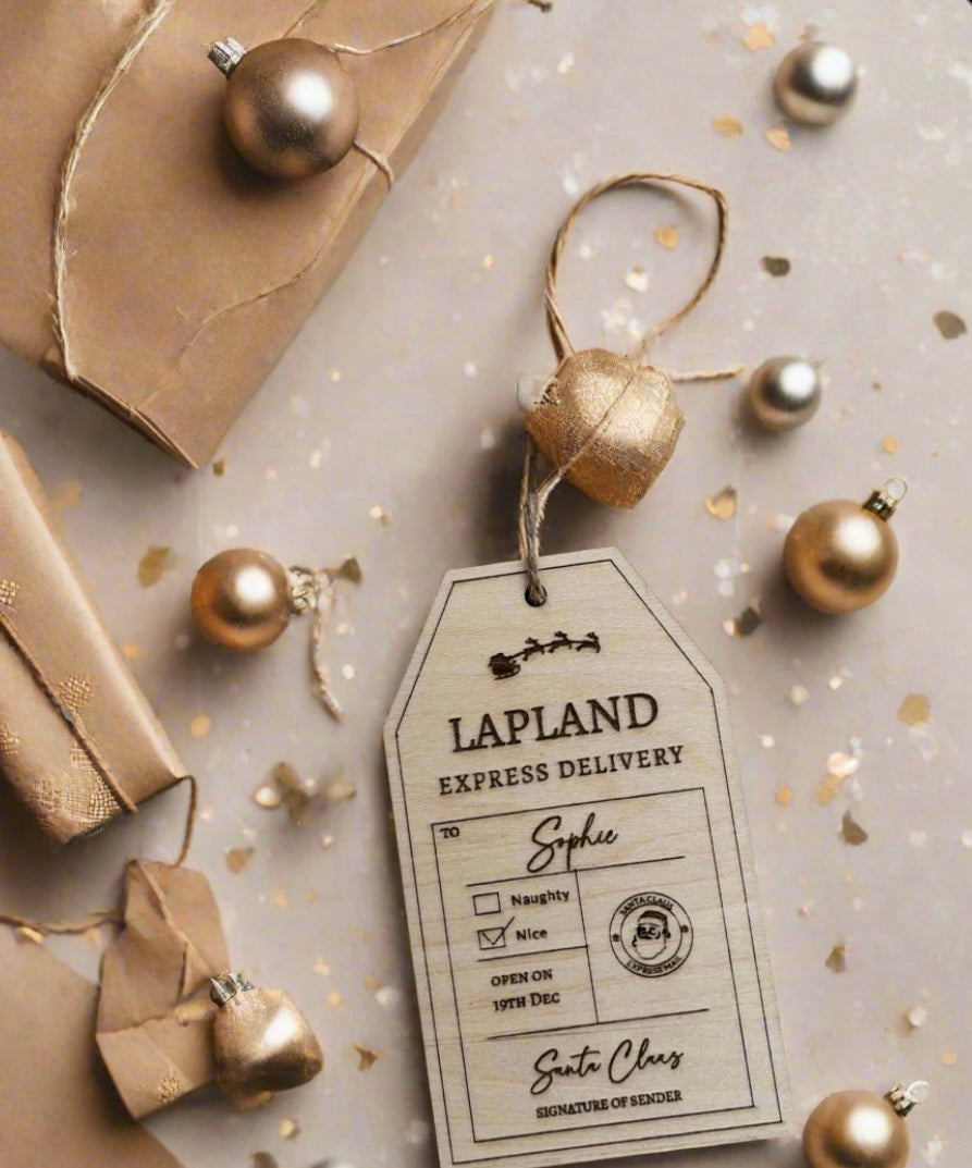 Lapland Gift Tag | Personalised | Naughty or Nice | Christmas | Engraved | Laser Cut | Wood