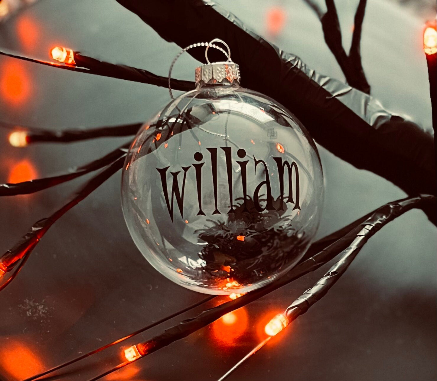 Halloween Glass Bauble | Personalised | Confetti Filled | 8cm | Halloween Tree | Halloween Decor | Spooky Spiders