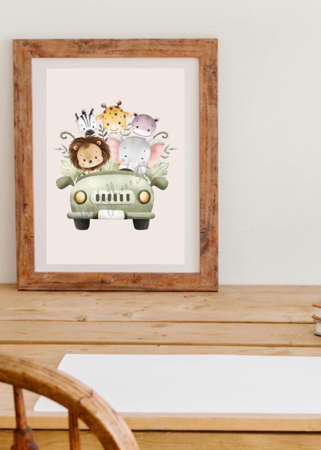 Animals On The Road | Nursery Wall Art | New Baby