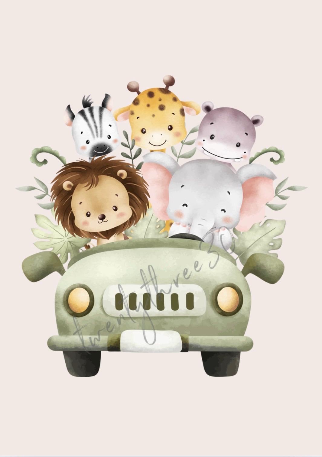 Animals On The Road | Nursery Wall Art | New Baby