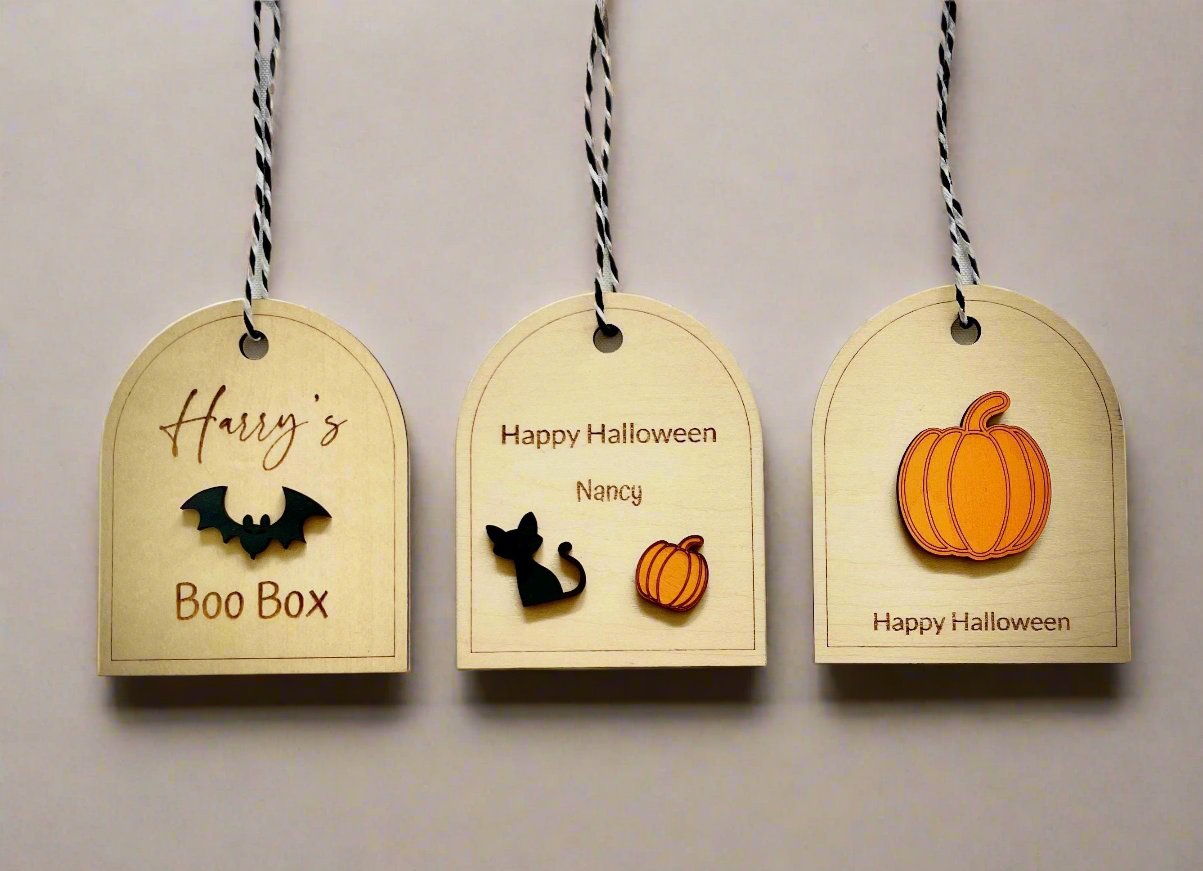 Personalised Halloween Gift Tag | Boo Box | Trick Or Treat | Spider Cat Bat Pumpkin | Halloween Gift | My 1st Halloween