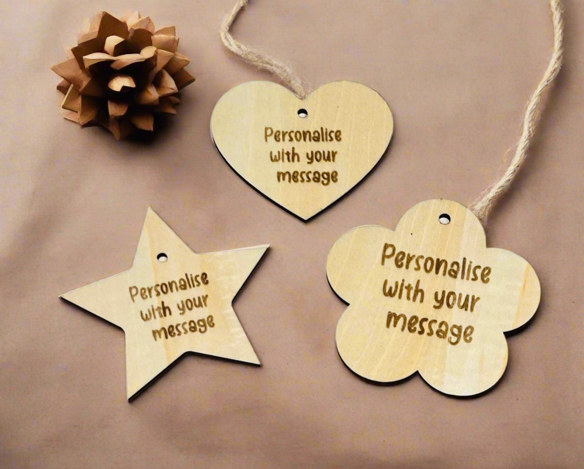 Personalised Gift Tag | Heart | Flower | Star | Place Setting | Wood | Laser Cut