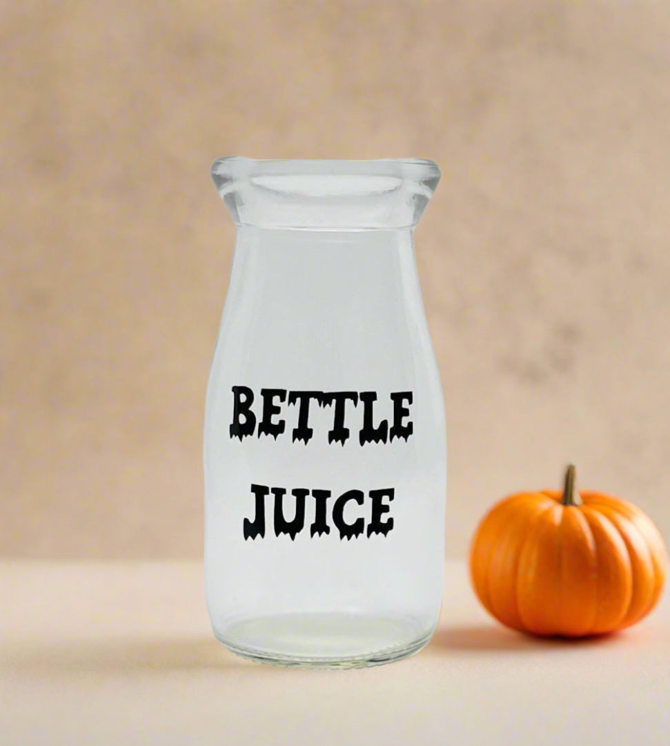 Mini Halloween Milk Bottles With Lid & Straw | Glass | Novelty Glass | Kids | Halloween Party