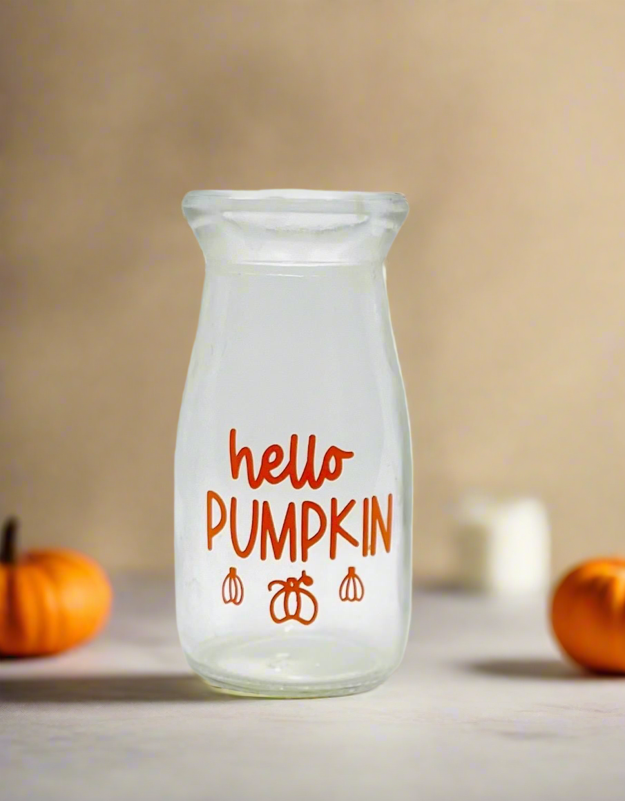 Mini Halloween Milk Bottles With Lid & Straw | Glass | Novelty Glass | Kids | Halloween Party