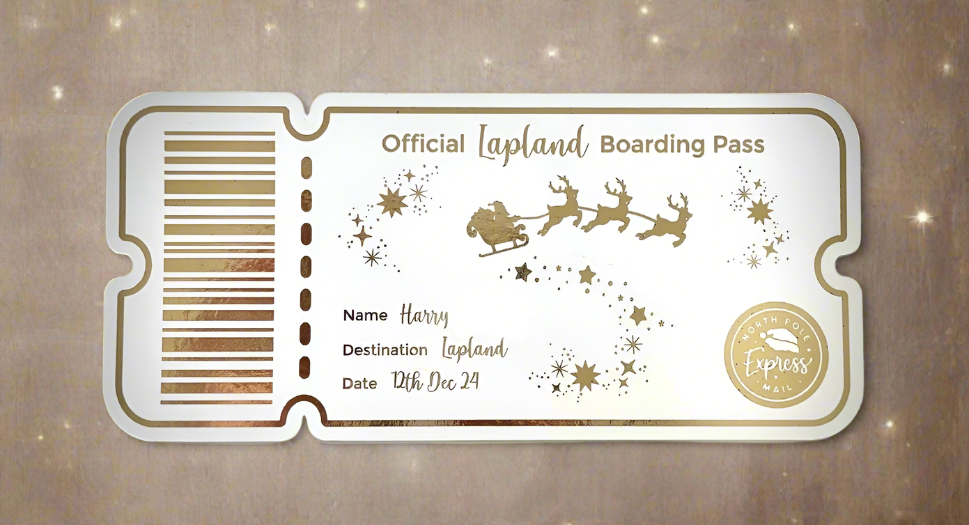 Lapland Foil Ticket | Boarding Card | The Adventure Awaits | Personalised | Keepsake