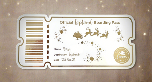 Lapland Foil Ticket | Boarding Card | The Adventure Awaits | Personalised | Keepsake