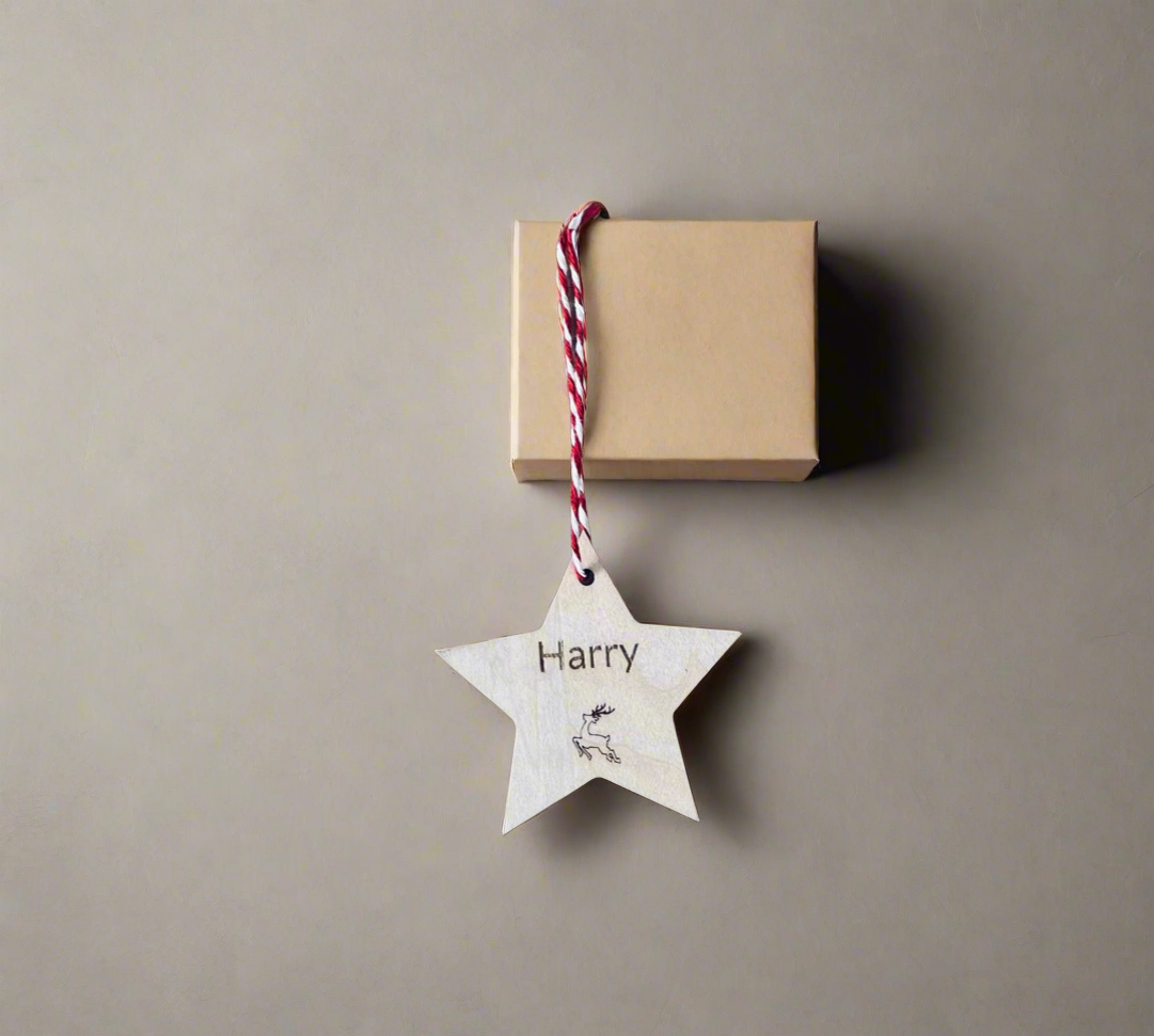 Personalised Gift Tag | Reindeer | Santa’s Sleigh | Laser Cut | Engraved | Wood