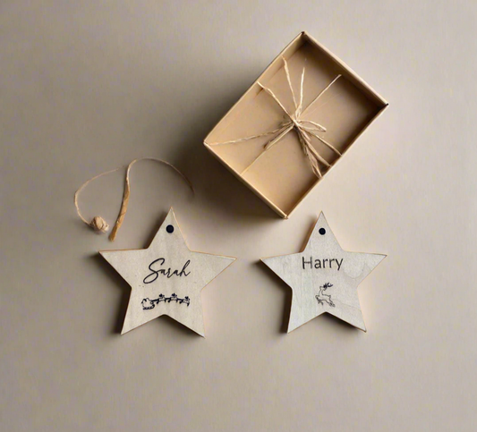 Personalised Gift Tag | Reindeer | Santa’s Sleigh | Laser Cut | Engraved | Wood