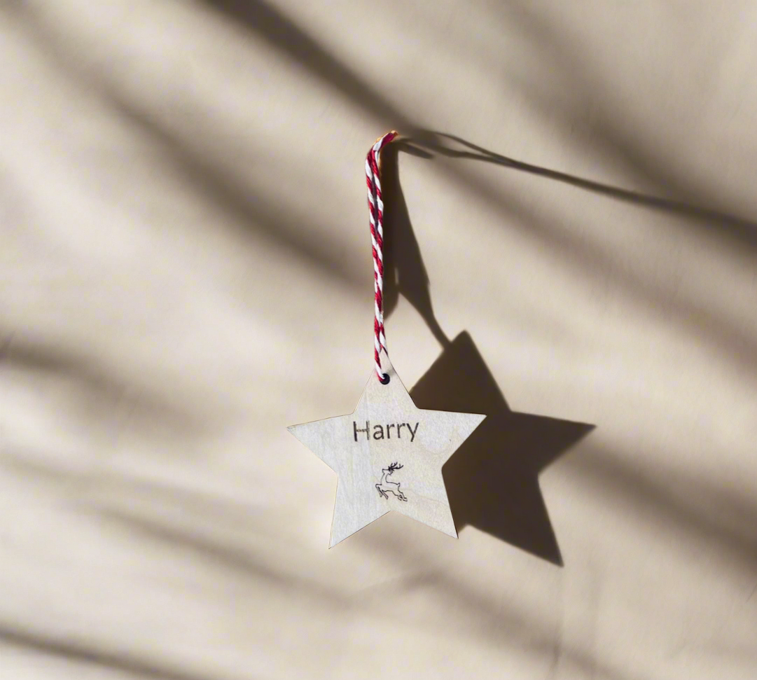 Personalised Gift Tag | Reindeer | Santa’s Sleigh | Laser Cut | Engraved | Wood