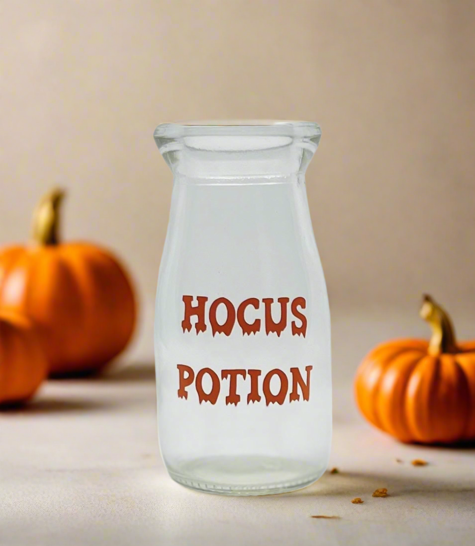 Mini Halloween Milk Bottles With Lid & Straw | Glass | Novelty Glass | Kids | Halloween Party
