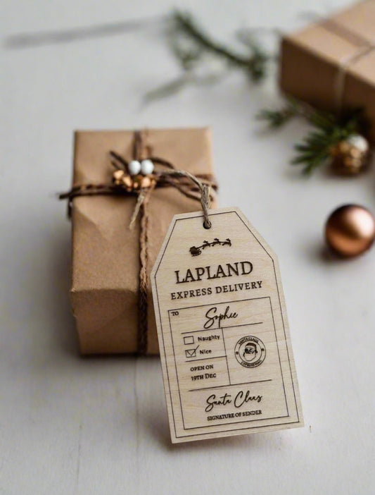 Lapland Gift Tag  | Personalised | Naughty or Nice | Christmas | Engraved | Laser Cut | Wood