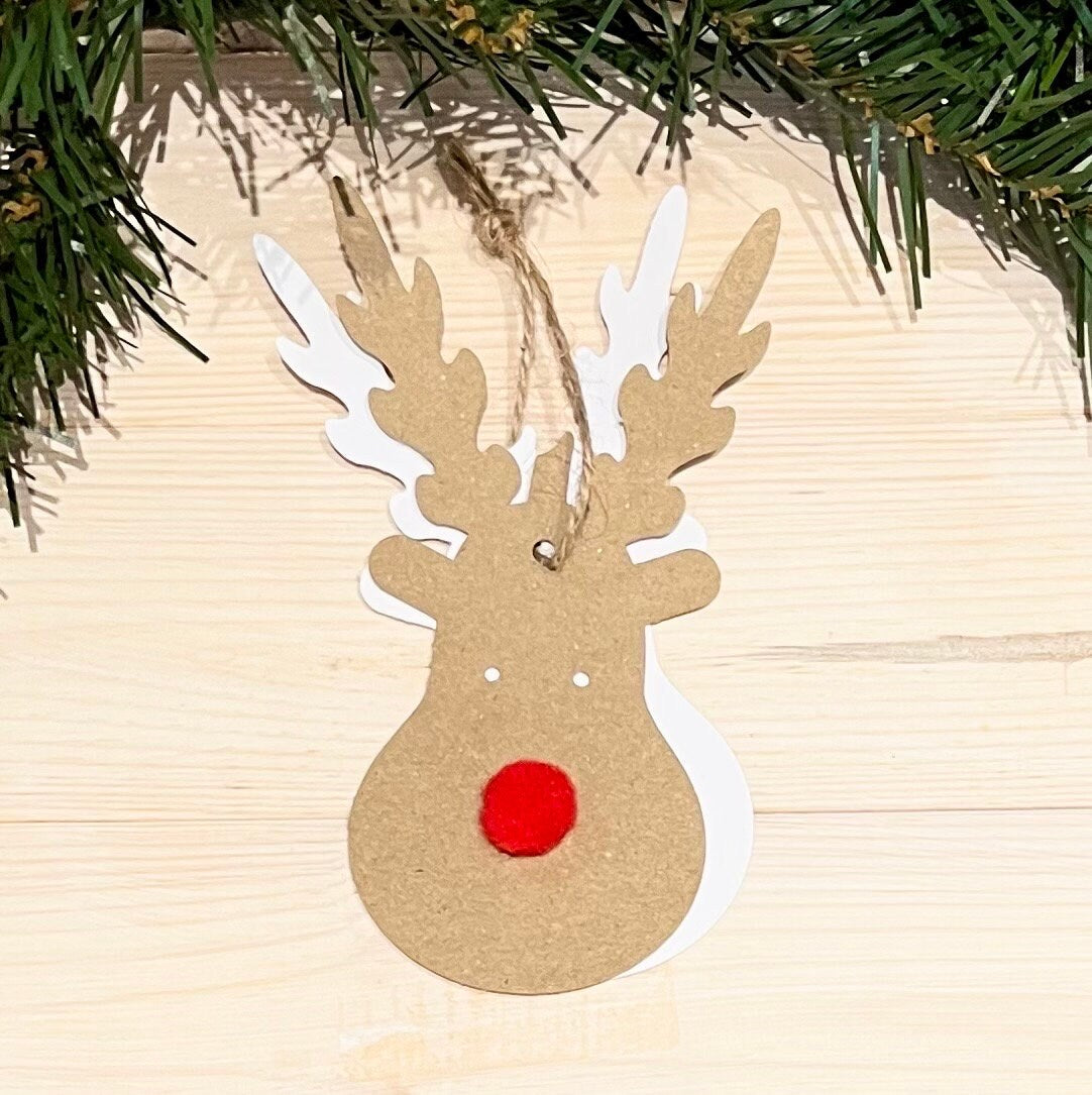 Reindeer Gift Tag | Kraft Card | Rudolf | Christmas Gift Tag