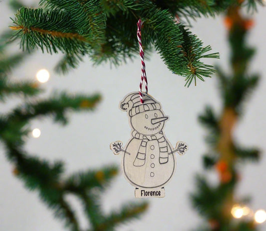 Personalised Wooden Snowman | Bauble | Gift Tag | Christmas Decoration | Wood | Engraved | Laser cut