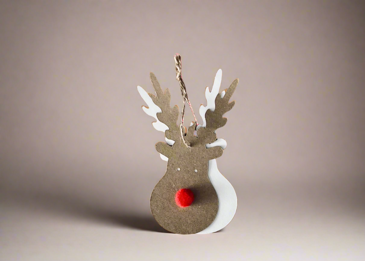 Reindeer Gift Tag | Kraft Card | Rudolf | Christmas Gift Tag