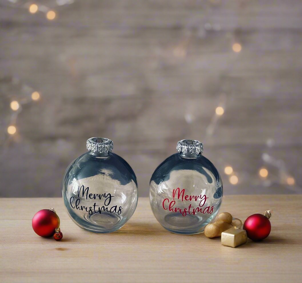 Christmas Bauble Drink Glass With Straw | Festive Glass | Novelty Glass | Table Decoration