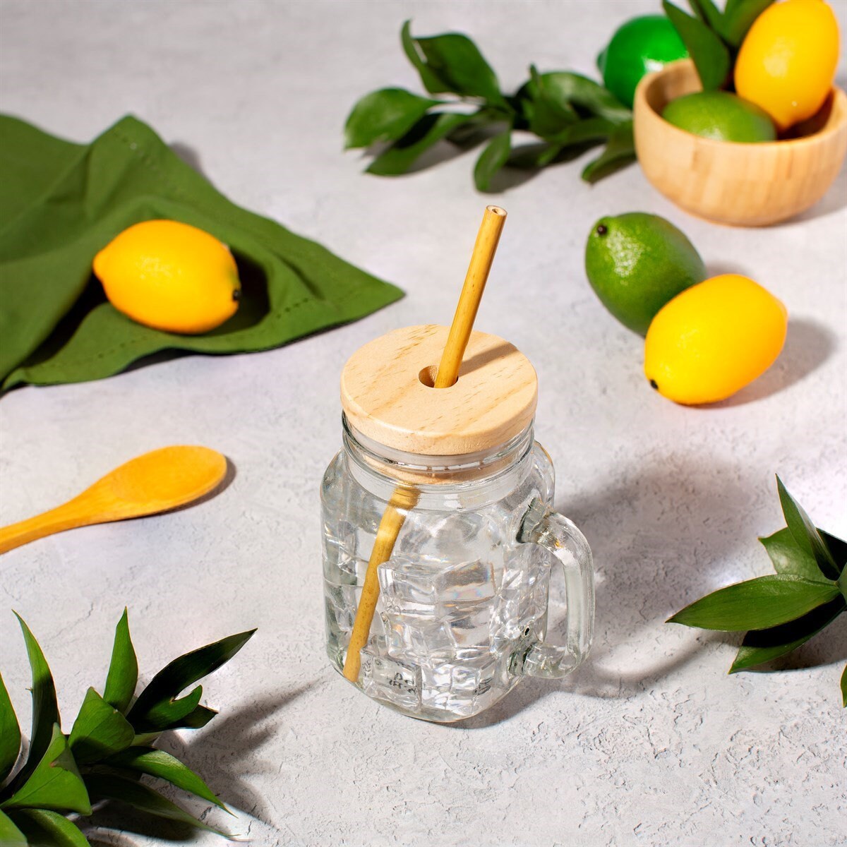Glass Mason Jar With Bamboo Lid & Straw | Eco Friendly Cup | Iced Coffee Cup |
