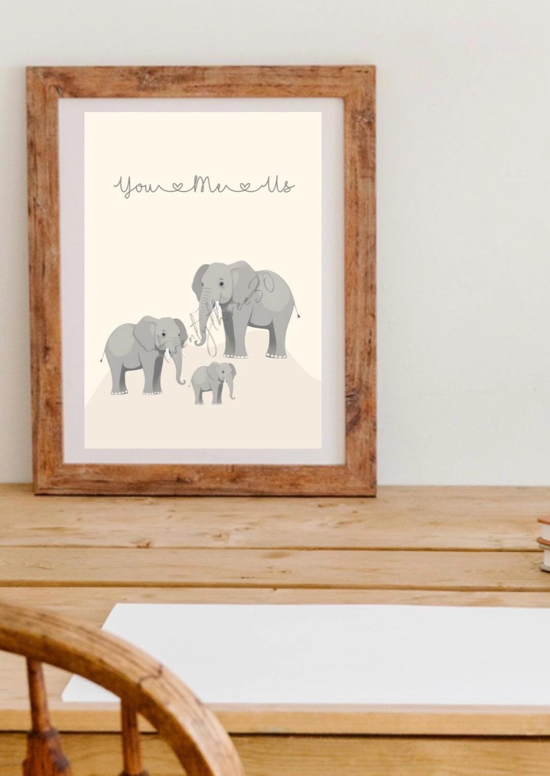 You Me Us Wall Art | Family Of Elephants | Nursery Wall Art