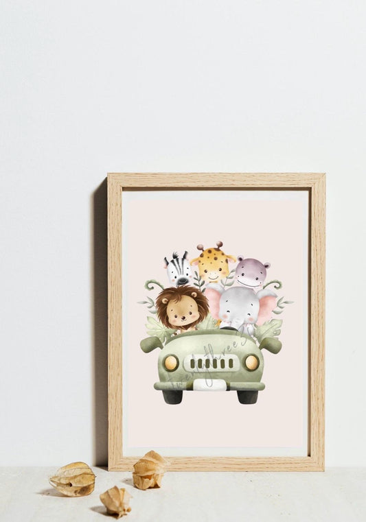 Animals On The Road | Nursery Wall Art | New Baby