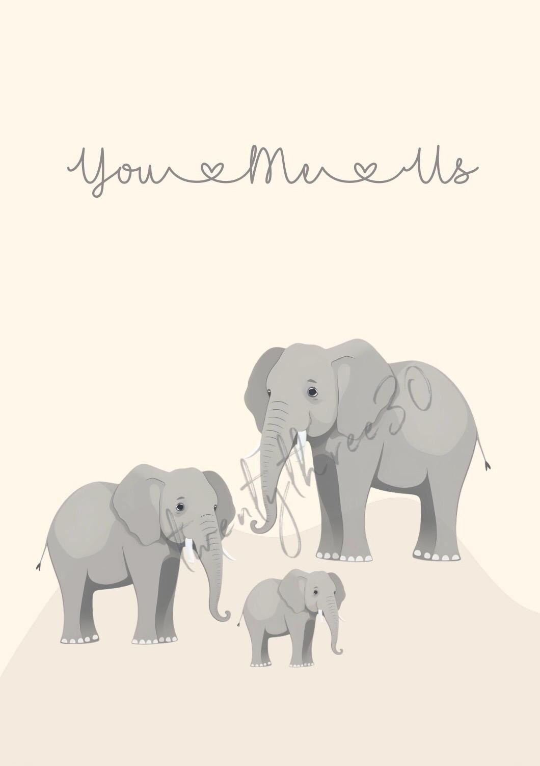 You Me Us Wall Art | Family Of Elephants | Nursery Wall Art